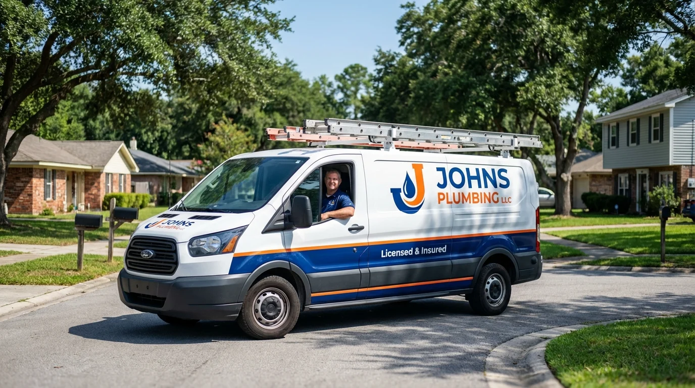 Johns Plumbing LLC service van in Oronoco, MN