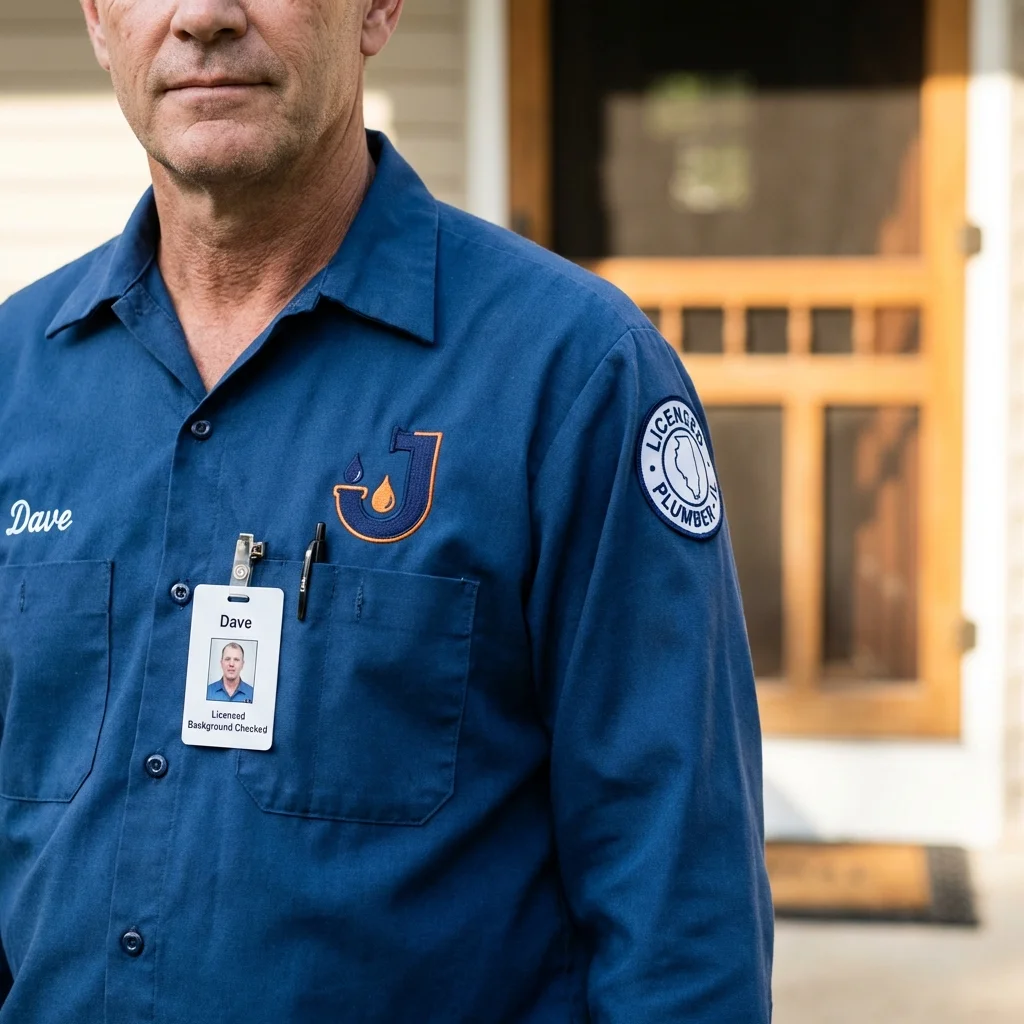 Licensed plumber showing ID badge in Oronoco, MN