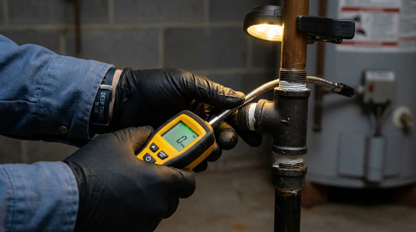 Gas leak detection with electronic sniffer by Johns Plumbing LLC in Oronoco