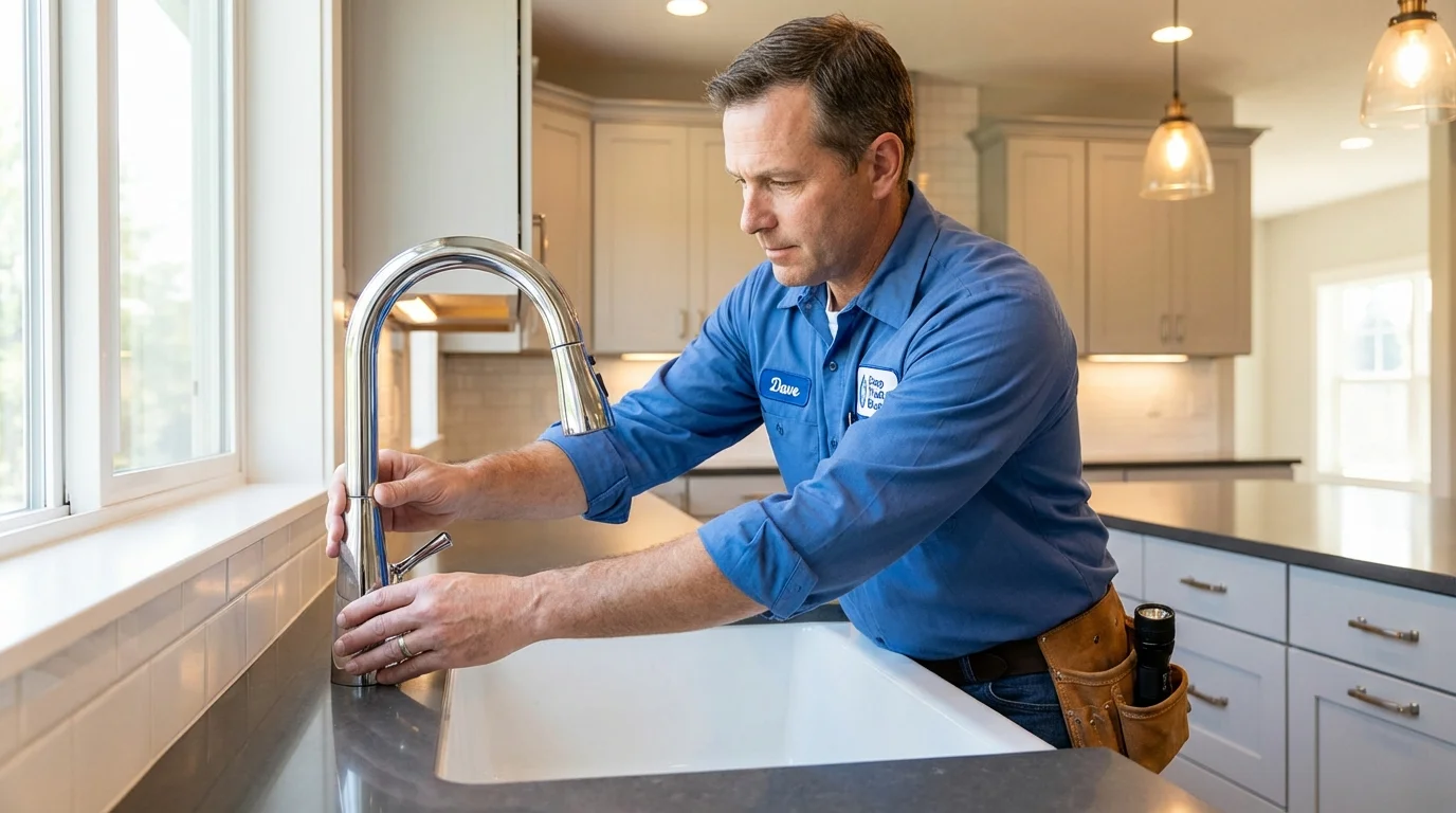 Kitchen faucet installation by Johns Plumbing LLC in Oronoco