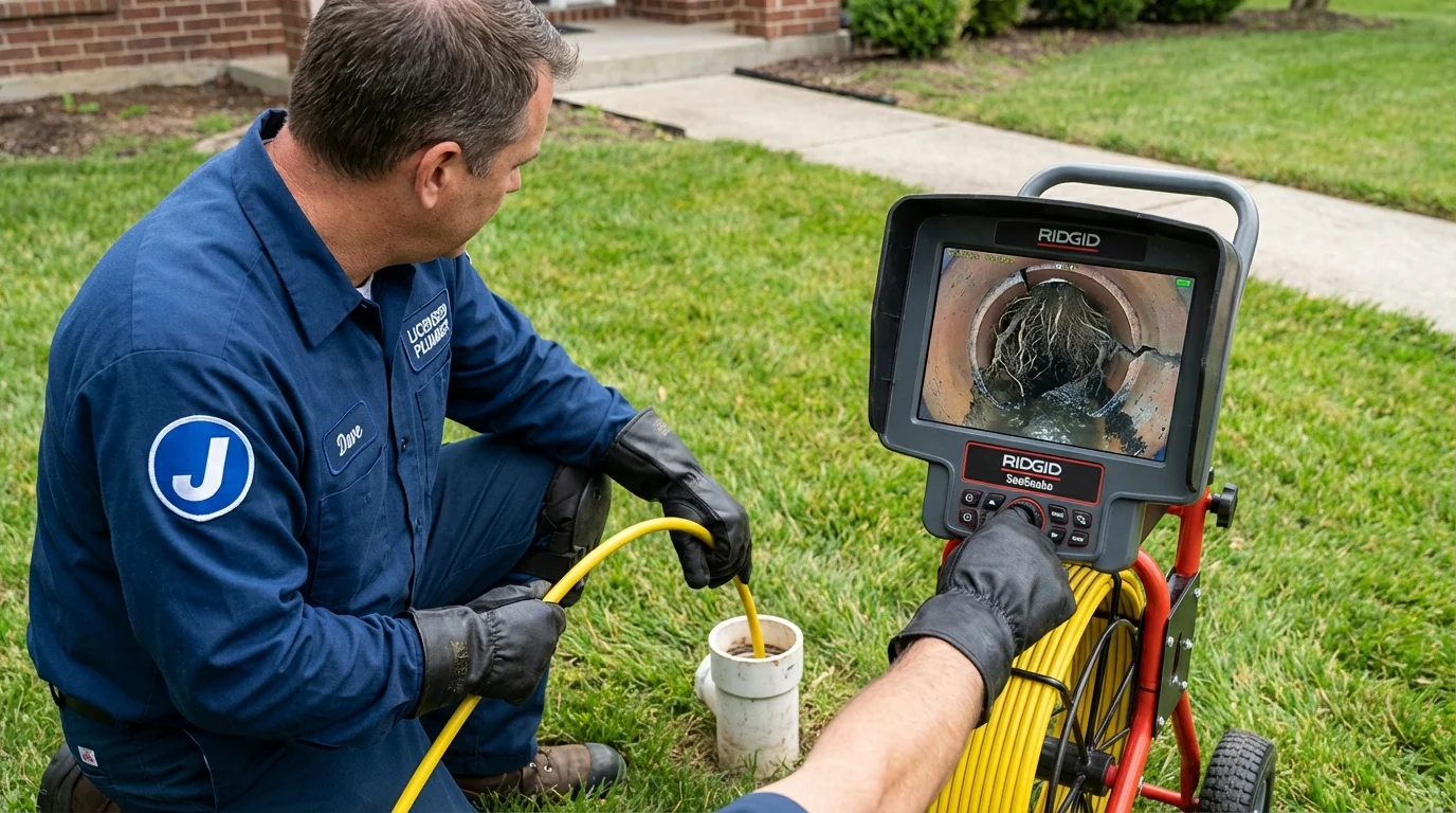 Sewer camera inspection being performed by Johns Plumbing LLC in Oronoco